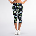 Watercolor Daisy Floral Pattern Print Women's Capri Leggings