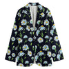 Watercolor Daisy Floral Pattern Print Women's Cotton Blazer