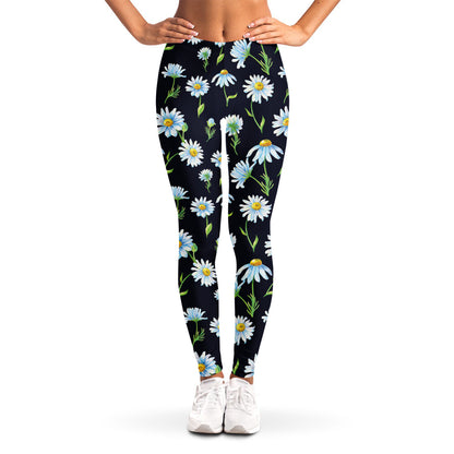 Watercolor Daisy Floral Pattern Print Women's Leggings