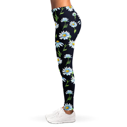 Watercolor Daisy Floral Pattern Print Women's Leggings