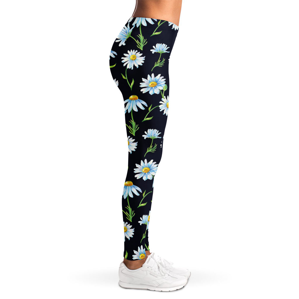 Watercolor Daisy Floral Pattern Print Women's Leggings
