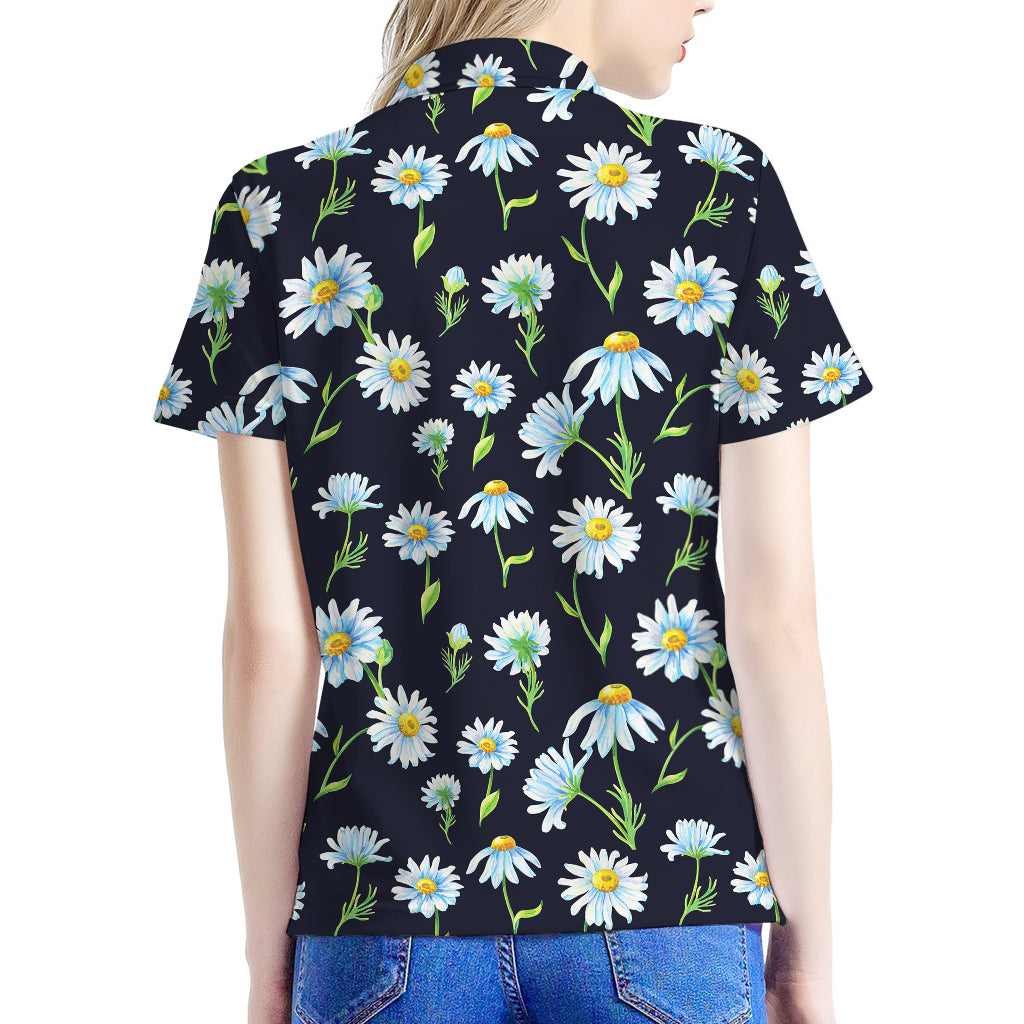 Watercolor Daisy Floral Pattern Print Women's Polo Shirt