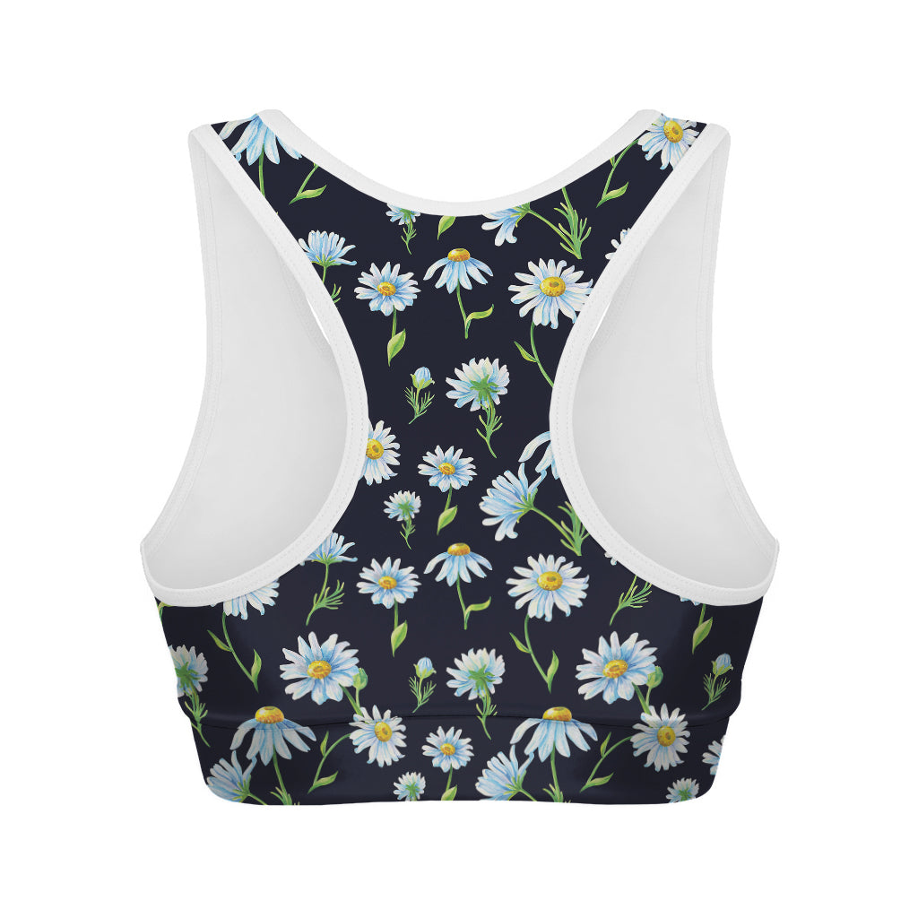 Watercolor Daisy Floral Pattern Print Women's Sports Bra