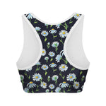 Watercolor Daisy Floral Pattern Print Women's Sports Bra
