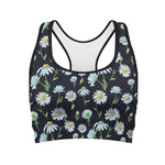 Watercolor Daisy Floral Pattern Print Women's Sports Bra