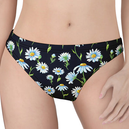Watercolor Daisy Floral Pattern Print Women's Thong