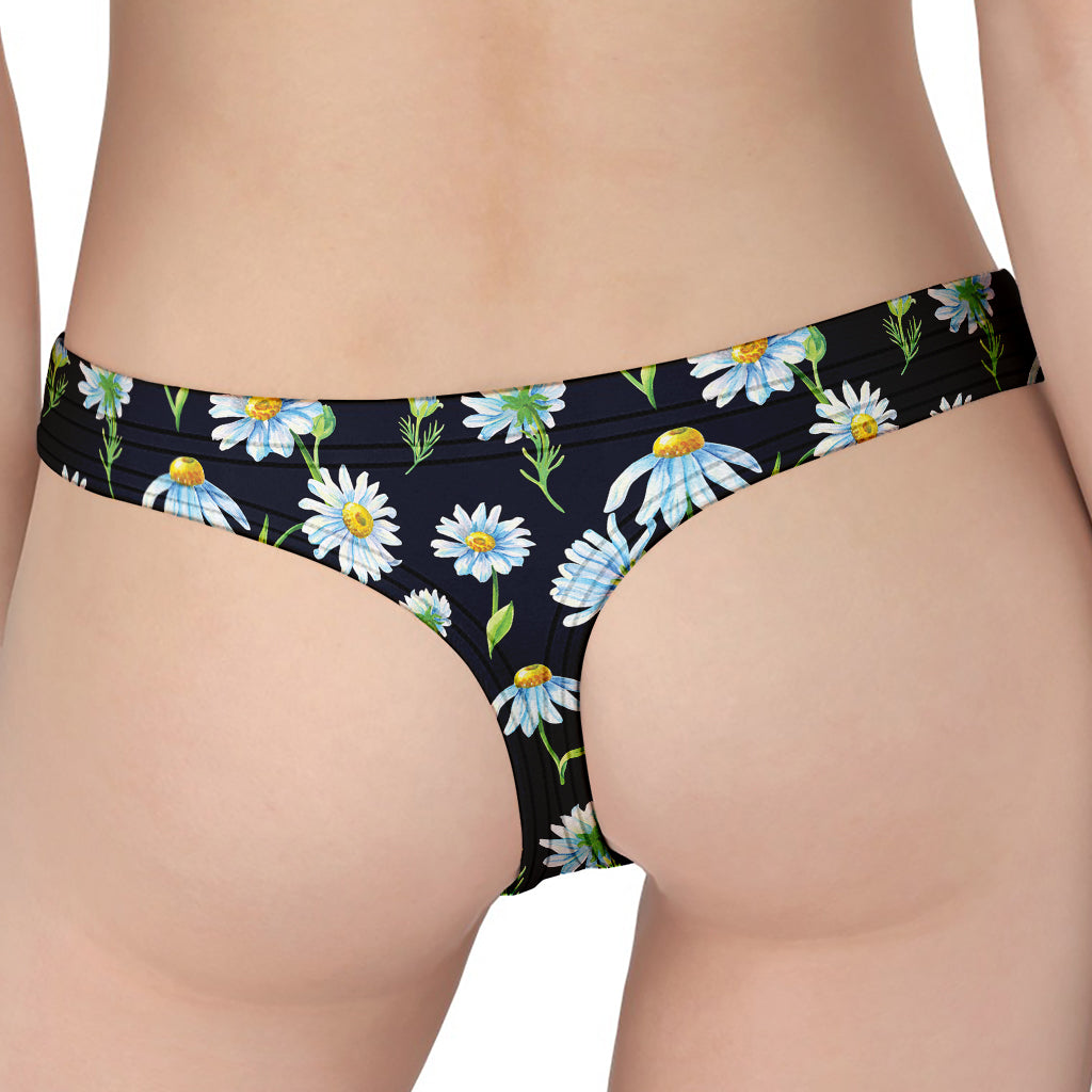 Watercolor Daisy Floral Pattern Print Women's Thong