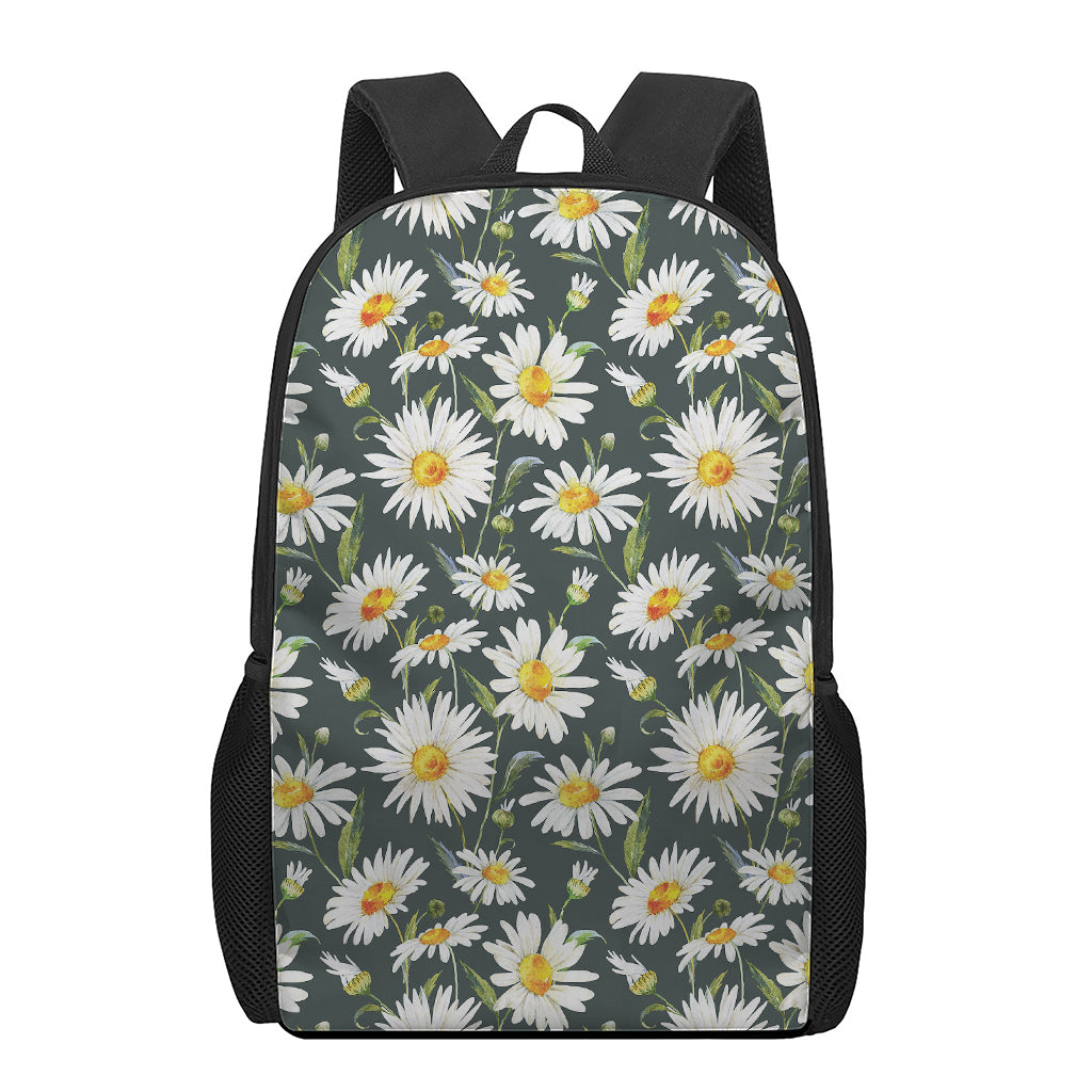 Watercolor Daisy Flower Pattern Print 17 Inch Backpack