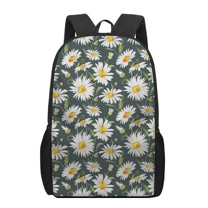 Watercolor Daisy Flower Pattern Print 17 Inch Backpack