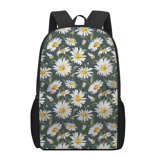 Watercolor Daisy Flower Pattern Print 17 Inch Backpack