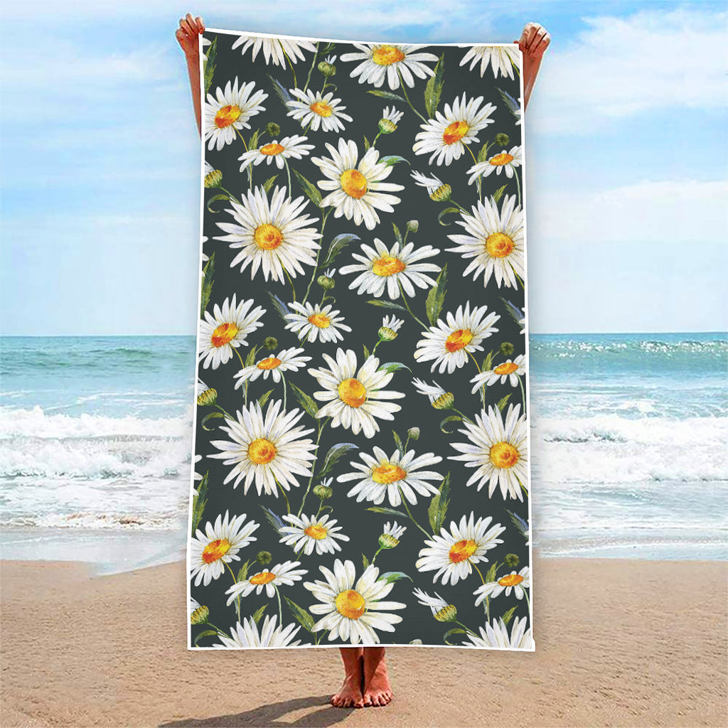 Watercolor Daisy Flower Pattern Print Beach Towel