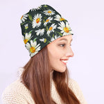 Watercolor Daisy Flower Pattern Print Beanie
