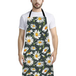 Watercolor Daisy Flower Pattern Print Bib Apron With Pocket