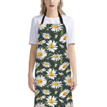 Watercolor Daisy Flower Pattern Print Bib Apron With Pocket