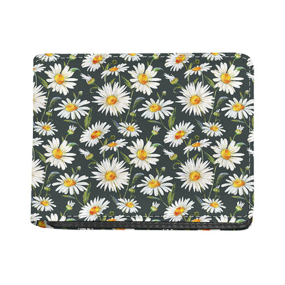 Watercolor Daisy Flower Pattern Print Bifold Wallet