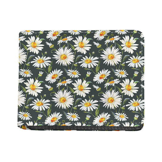Watercolor Daisy Flower Pattern Print Bifold Wallet