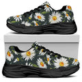 Watercolor Daisy Flower Pattern Print Black Chunky Shoes