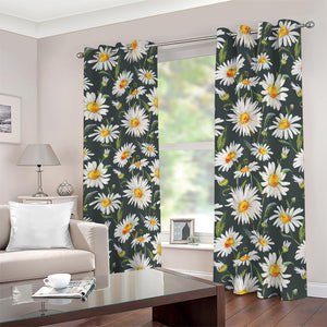 Watercolor Daisy Flower Pattern Print Blackout Grommet Curtains