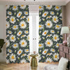 Watercolor Daisy Flower Pattern Print Blackout Pencil Pleat Curtains