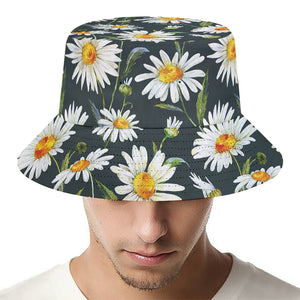 Watercolor Daisy Flower Pattern Print Bucket Hat