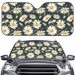 Watercolor Daisy Flower Pattern Print Car Windshield Sun Shade