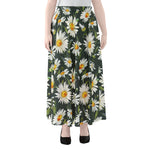 Watercolor Daisy Flower Pattern Print Chiffon Maxi Skirt