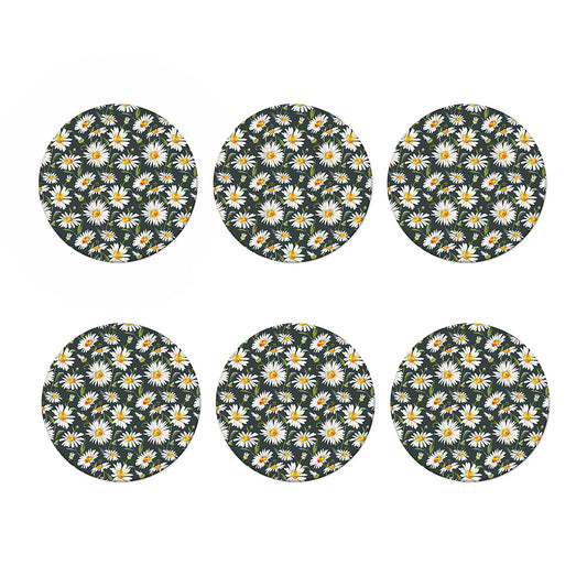 Watercolor Daisy Flower Pattern Print Coaster Set
