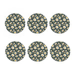 Watercolor Daisy Flower Pattern Print Coaster Set