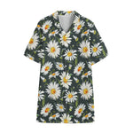 Watercolor Daisy Flower Pattern Print Cotton Hawaiian Shirt