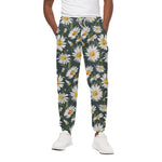 Watercolor Daisy Flower Pattern Print Cotton Pants