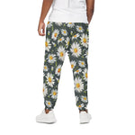 Watercolor Daisy Flower Pattern Print Cotton Pants