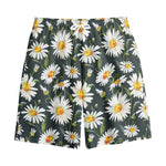 Watercolor Daisy Flower Pattern Print Cotton Shorts