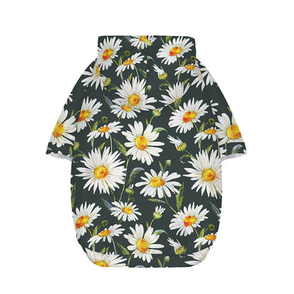 Watercolor Daisy Flower Pattern Print Dog Zip Up Hoodie