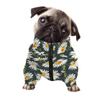 Watercolor Daisy Flower Pattern Print Dog Zip Up Jacket