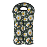 Watercolor Daisy Flower Pattern Print Double Neoprene Wine Tote