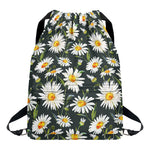 Watercolor Daisy Flower Pattern Print Drawstring Backpack