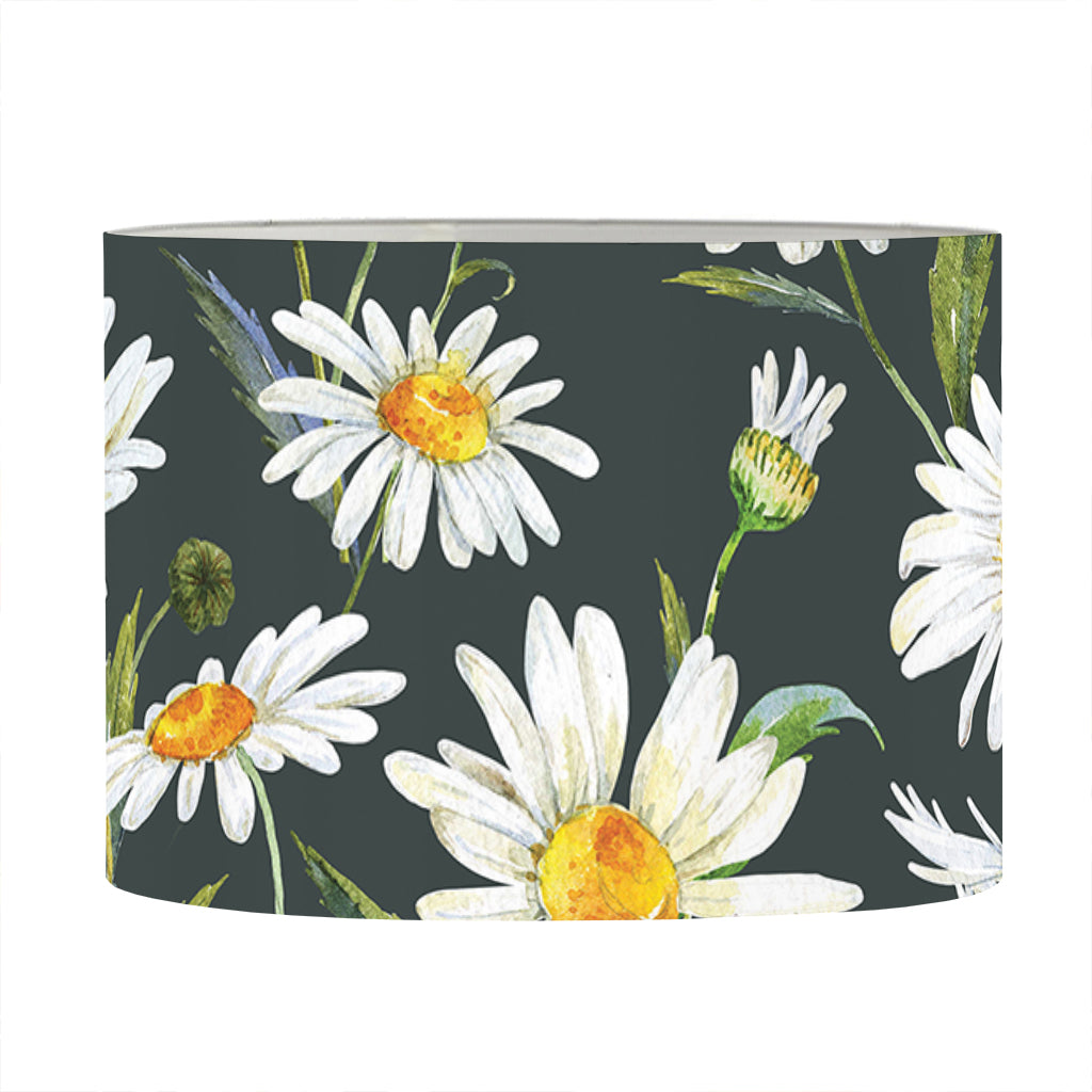 Watercolor Daisy Flower Pattern Print Drum Lamp Shade