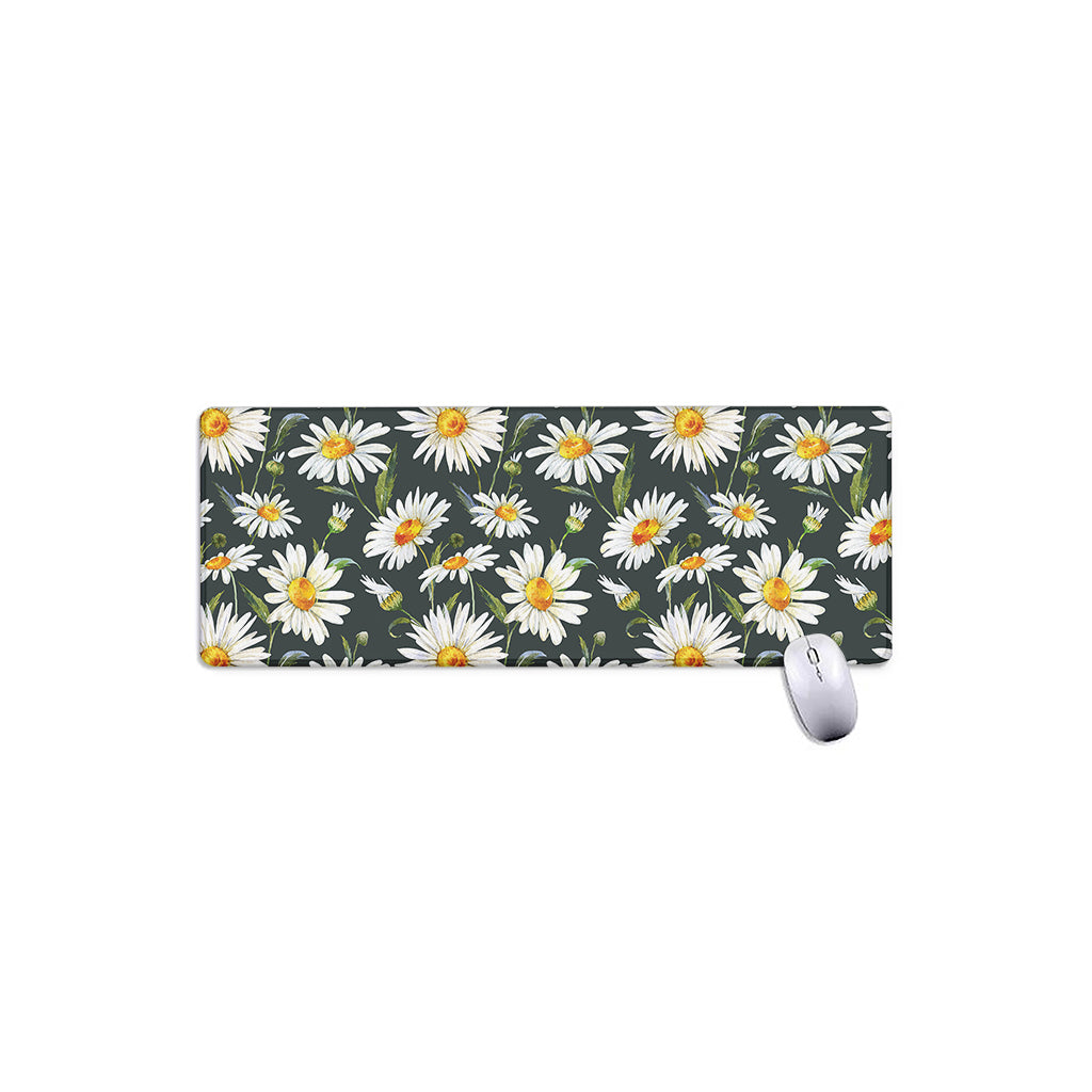 Watercolor Daisy Flower Pattern Print Extended Mouse Pad