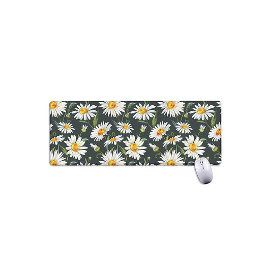 Watercolor Daisy Flower Pattern Print Extended Mouse Pad