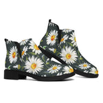 Watercolor Daisy Flower Pattern Print Flat Ankle Boots