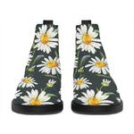 Watercolor Daisy Flower Pattern Print Flat Ankle Boots