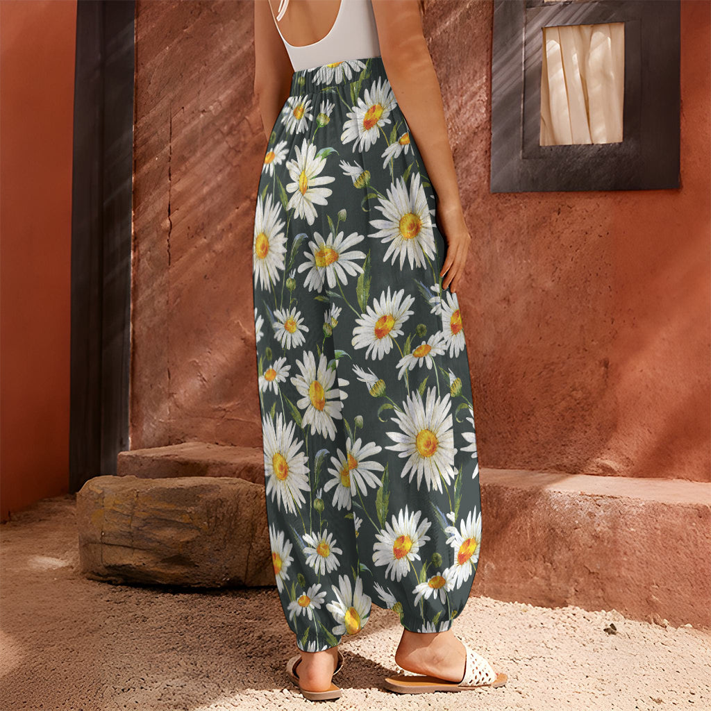 Watercolor Daisy Flower Pattern Print Harem Pants