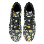 Watercolor Daisy Flower Pattern Print High Top Leather Sneakers