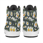 Watercolor Daisy Flower Pattern Print High Top Leather Sneakers