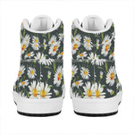 Watercolor Daisy Flower Pattern Print High Top Leather Sneakers