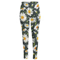 Watercolor Daisy Flower Pattern Print High-Waisted Pocket Leggings