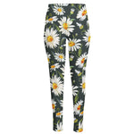 Watercolor Daisy Flower Pattern Print High-Waisted Pocket Leggings