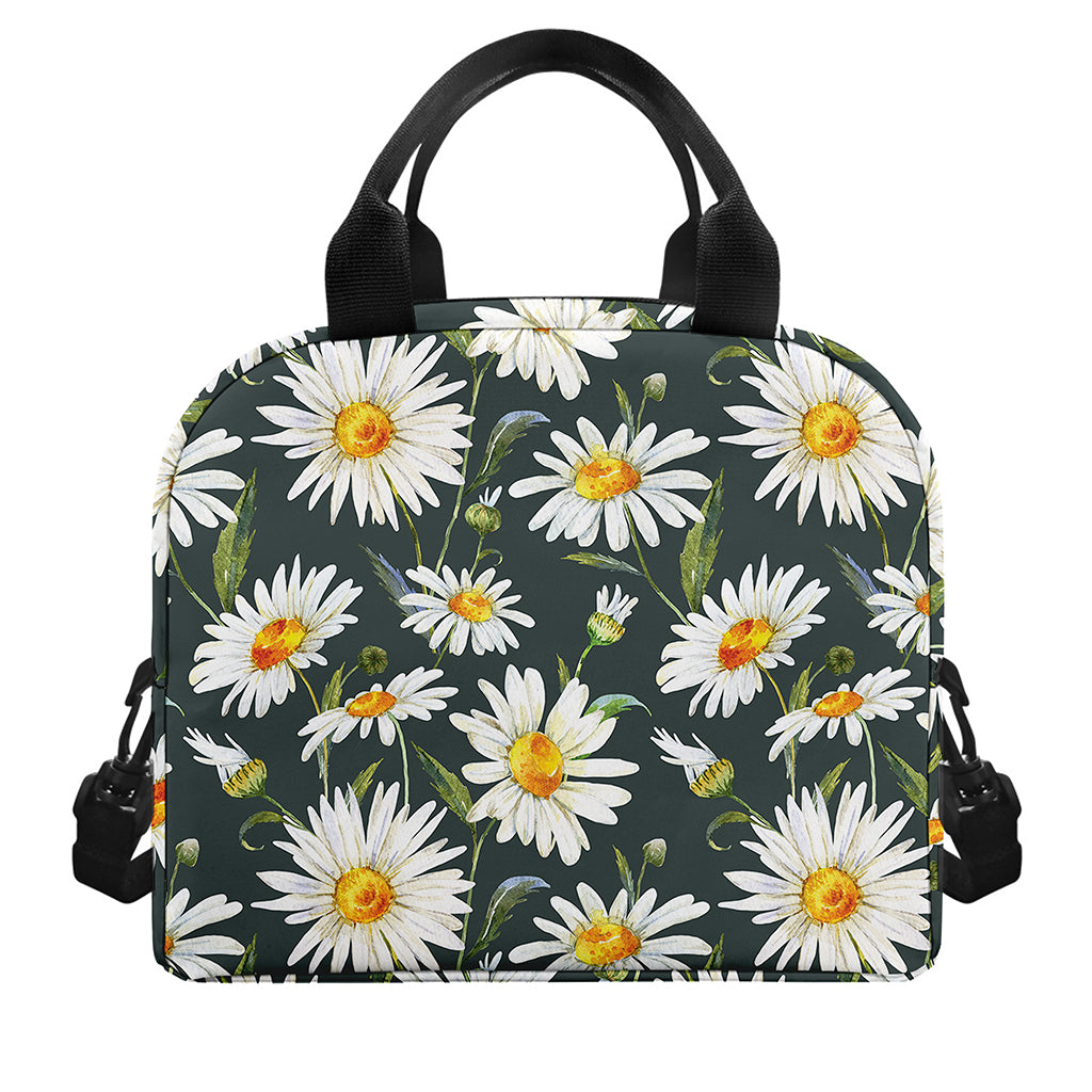 Watercolor Daisy Flower Pattern Print Insulated Lunch Bag