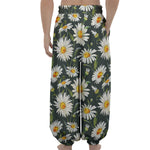 Watercolor Daisy Flower Pattern Print Lantern Pants