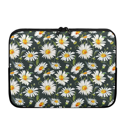 Watercolor Daisy Flower Pattern Print Laptop Sleeve